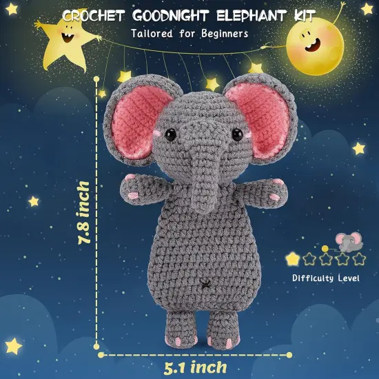 Elephant Crochet Kit for Beginners(Grey) {3}