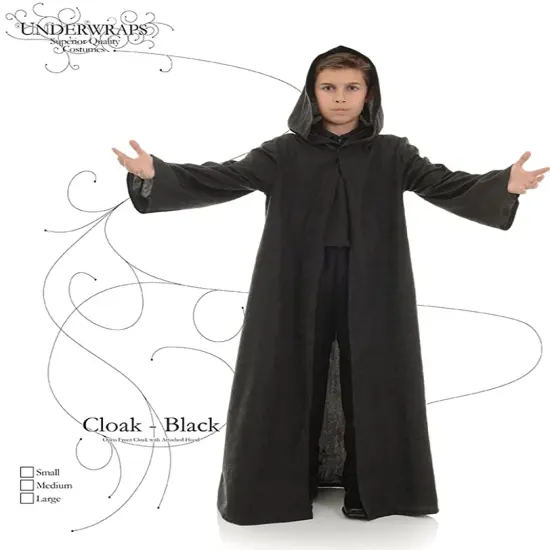 UNDERWRAPS Big Boy's Children's Cloak Costume Accessory, Black, Large Childrens Costume, Black, Large {3}