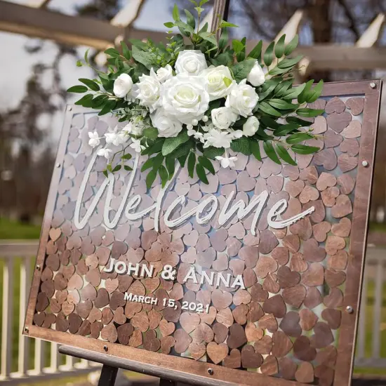 Artificial Flower Swag, Wedding Sign Flowers White Rose Flower Arrangements {4}