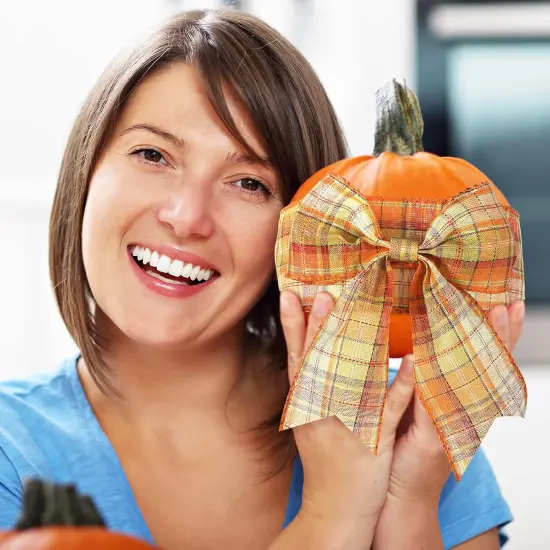 4 Rolls Fall Plaid Burlap Ribbon Thanksgiving Ribbon {4}