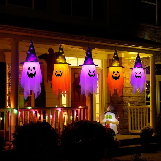 Set of 2 Halloween Hanging Ghosts {5}