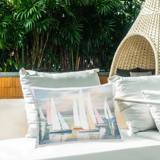 Stupell Industries Pastel Voyage Boats Outdoor Pillow, 14 x 7 x 20 {2}