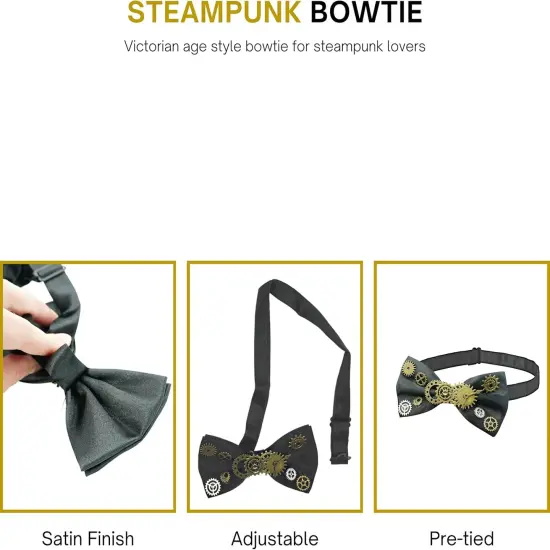 4E&rsquo;s Novelty Steampunk Bowtie for Men & Women &ndash; Gothic Bow Tie for Steampunk Costume, Victorian, Renaissance & Medieval Accessories &ndash; Cosplay, Halloween, Masquerade Party Dress-Up {3}
