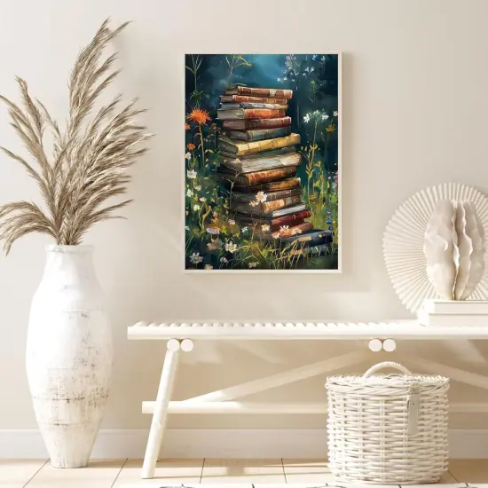 Books Diamond Art Kits for Adults, Flower 5D Diamond Painting for Adults, Crystal Gem Art Painting Kit for Wall Home Decor 12x16 inch {3}