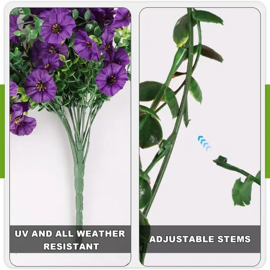 2 PCS Silk Morning Glory Faux Flowers with Eucalyptus Leaves {4}