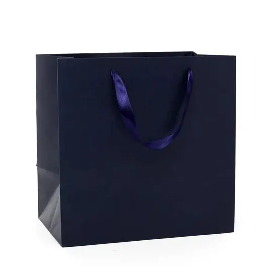 Vibrant Kraft Euro Tote 13" x 5" x 9" with Satin Handles Navy {5}