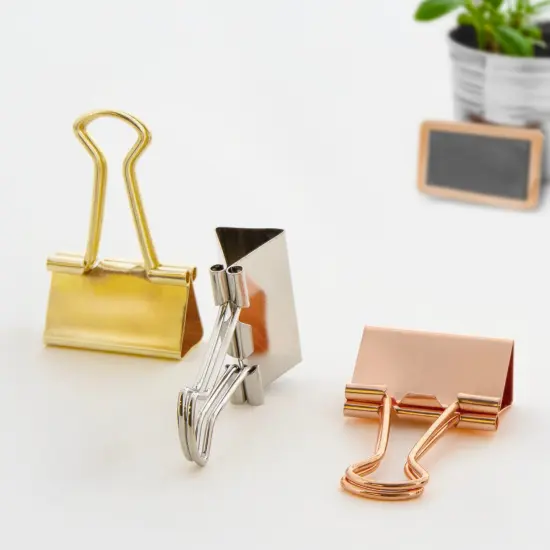 BAZIC Medium 1 1/4" (32mm) Assorted Color Metallic Binder Clip (6/Pack) {5}