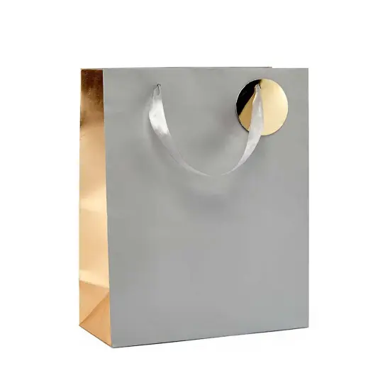 Two-Tone Metallic Euro Totes 7'' x 37/8'' x 91/16'' for Luxurious Packaging Silver {2}