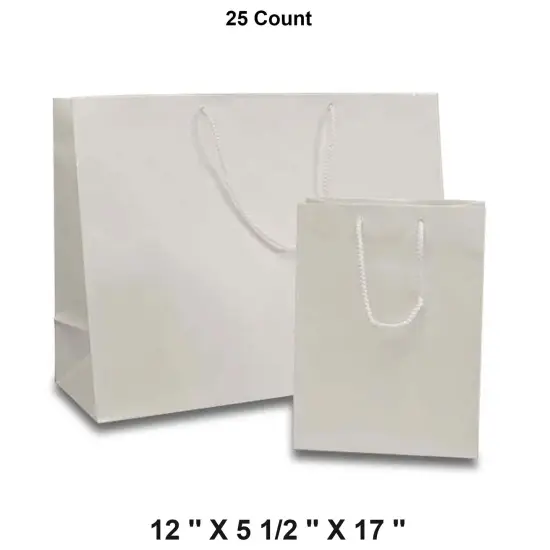 Colored Glossy Euro Totes 12'' x 5 1/2'' x 17'' for Jewelry and Gifts White {1}