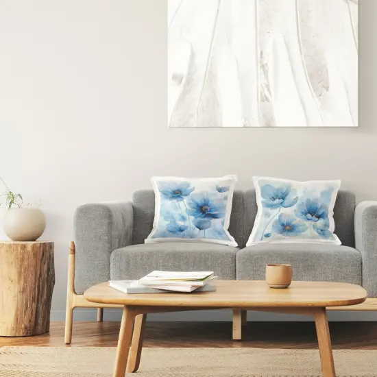 Fading Blue Flower Petals 2 PC Decorative Printed Throw Pillow Set Design by Irena Orlov, 18 x 7 x 18 {2}