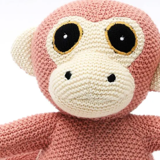 100% Handmade Cotton knitted Soft Monkey Plush Toy/Soft Toys coral almond {3}