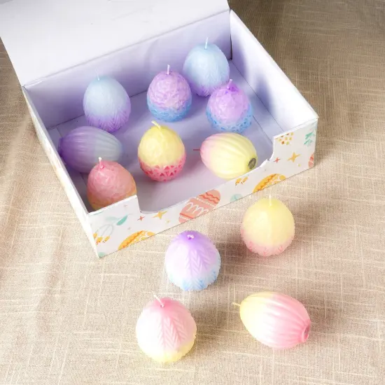 Easter Egg Ombre Candle Set &ndash; 12-Pack Pastel Egg-Shaped Candles a Box &ndash; Spring & Easter D&eacute;cor {1}