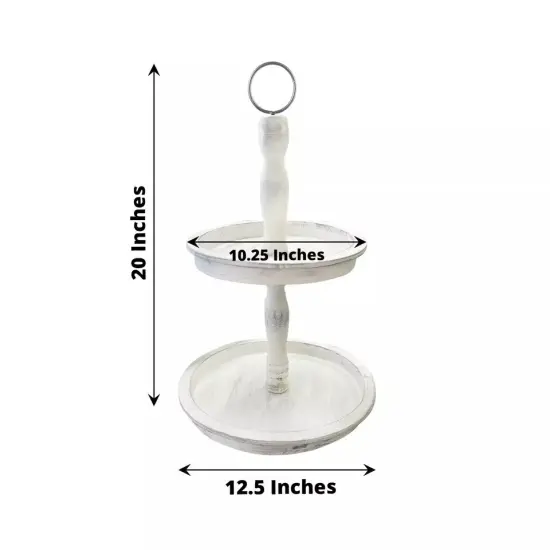 20 in 2 Tier Whitewashed Wooden DESSERT STAND Cupcake Serving Tray Party Events {3}