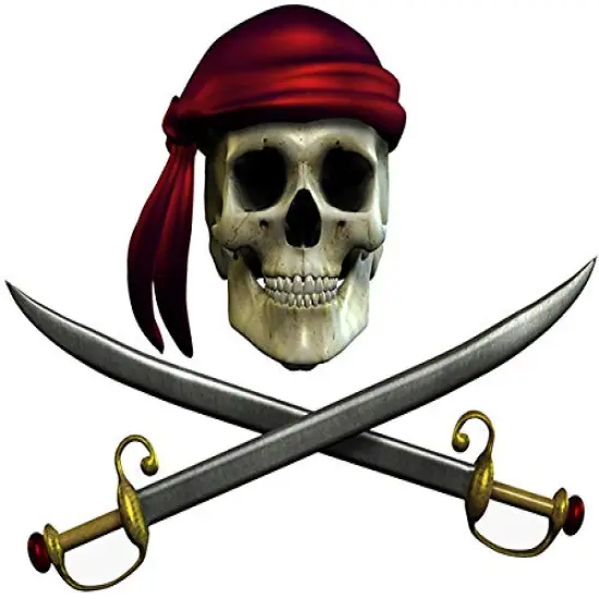 Pirate Skull & Swords Halloween - Edible Cake/Cupcake Party Topper!!! (1/4 Sheet) {1}