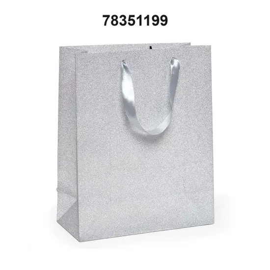 Stylish Glitter Grain Euro Totes Luxe Size 10 1/4'' x 4 3/4'' x 12 5/8'' Silver {3}