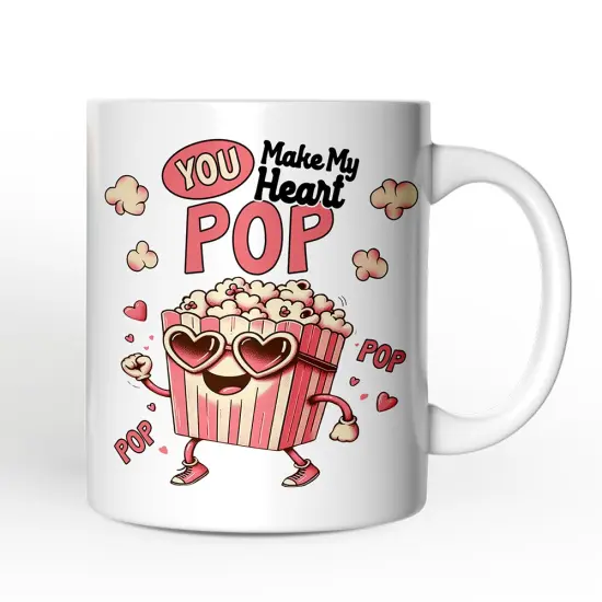 Popcorn Love Man Mug, You Make My Heart Pop Funny Romantic Gift {3}