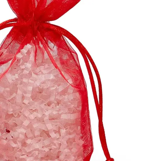 Flat Bottom Organza Bags 5 1/2 '' X 1 1/2 '' X 10 1/2 '' for Custom Packaging Red {3}