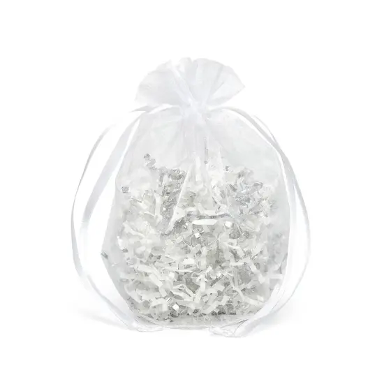 Wide Round Flat Bottom Organza Bags 9 '' X 5 1/2 '' X 12 '' for Favors White {2}