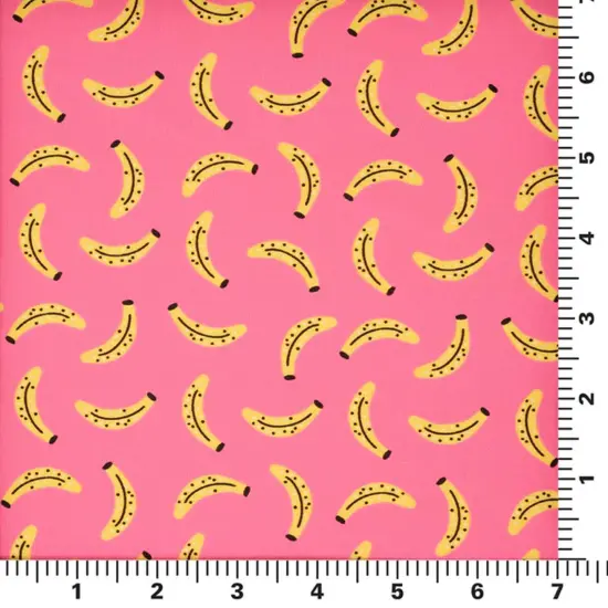 Bananas on Pink Printed Spandex Fabric {3}