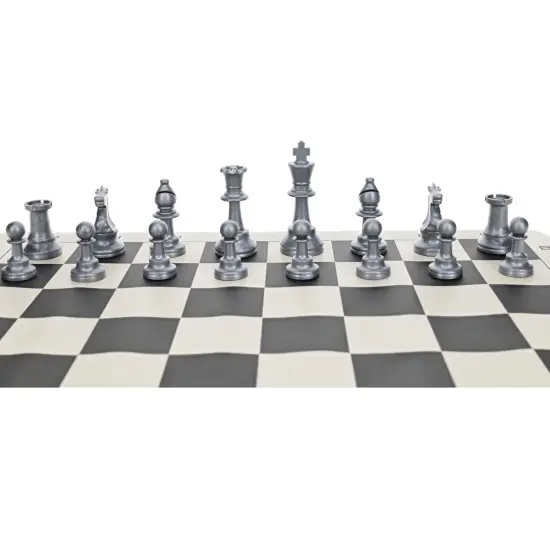 WE Games Color Bright Plastic Staunton Tournament Chess Pieces with 3.75 in. King - Half Chess Set of Chess Pieces Only, Silver {4}