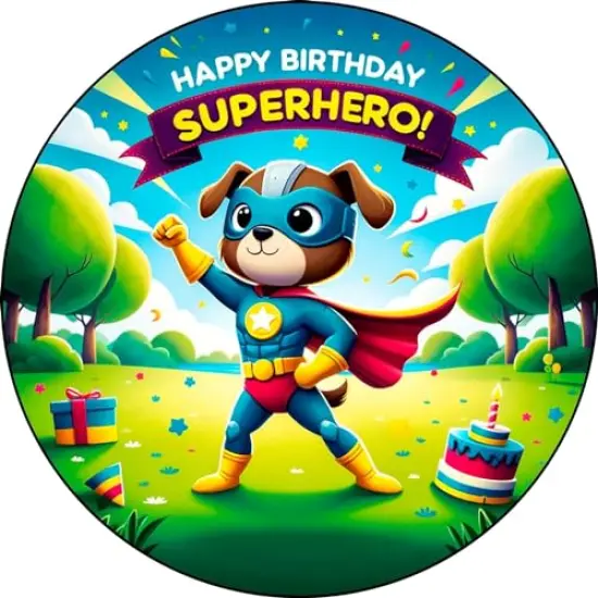 Puppy Super Hero Themed Edible Icing Sheets- Assorted Image Cake Toppers-Frosting Sheets- Cookies- Cupcake Toppers {1}