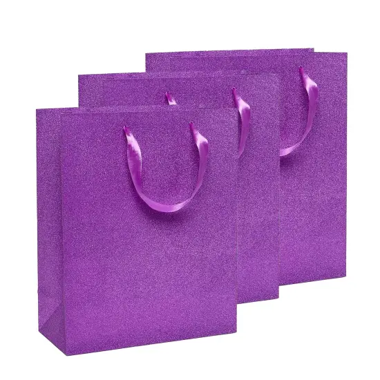 Sparkling Glitter Grain Totes Compact Size 7'' x 3 7/8'' x 9 1/16'' Purple {6}