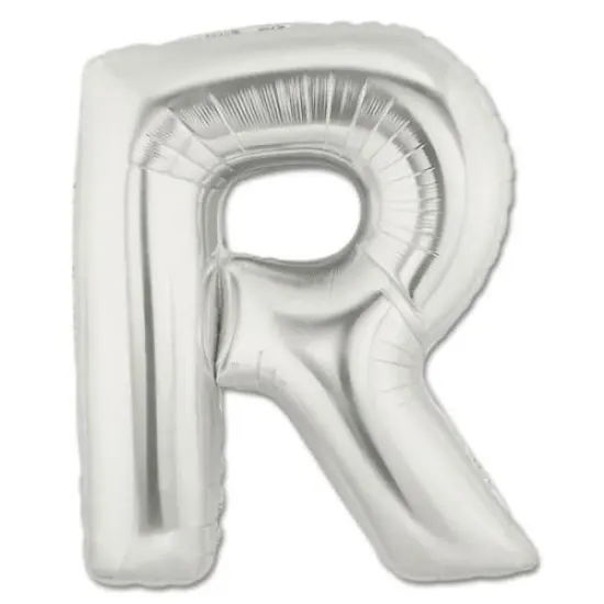 LETTER R FOIL BALLOON Metallic Silver {1}