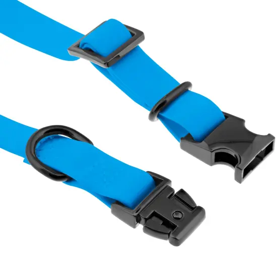 MiMu Small Silicone Dog Collar - Blue 17in Stylish Dog Collar with Clasp Buckle {3}