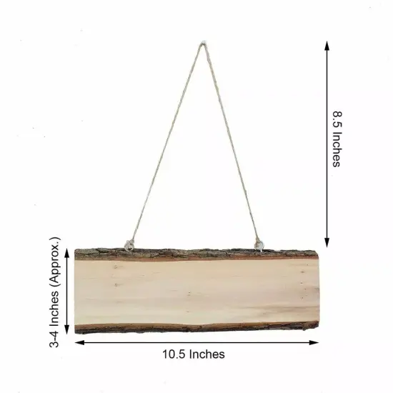 2 pcs 10.5-Inch long Brown Natural Rectangle Wood Plaques Hanging Signs {4}
