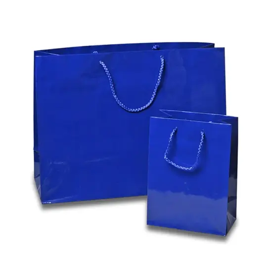Luxury Presentation: Glossy Euro Totes 6 1/4'' x 3 1/2'' x 8 1/2'' for Gifts Classic Blue {2}