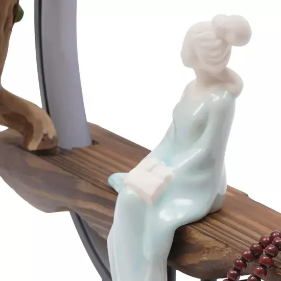 LED Cone Incense Burner Holder Smoke Fountain Waterfall Home Decor Backflow Gift {2}