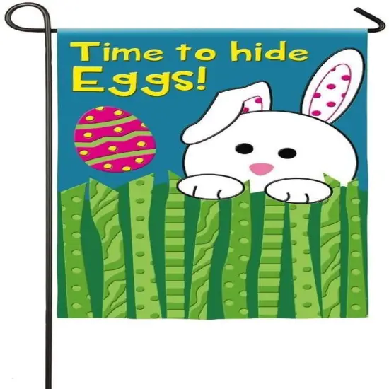 Time To Hide Eggs Easter Bunny Applique Garden Flag {1}