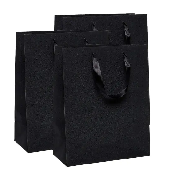 Glitter Grain Euro Totes 10 1/4'' x 4 3/4'' x 12 5/8'' for Elegant Packaging Black {5}
