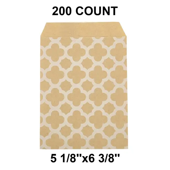 Multi-Purpose White Paper Merchandise Bags 5 1/8" x 6 3/8" Quatrefoil {1}
