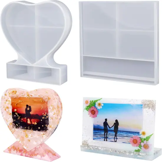 LET'S RESIN Epoxy Molds Silicone, Large Size Picture Frames Silicone Molds Rectangle & Heart Shape Epoxy Resin Molds for DIY Home Table D&eacute;cor {1}
