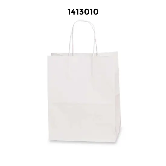 Glossy Carry Bags 8'' X 4 3/4'' X 10 1/4'' for Retail White {3}