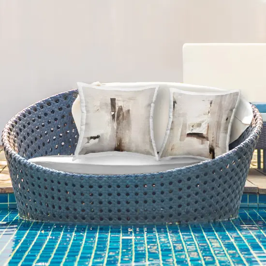 Neutral Abstract Expressions 2 PC Outdoor Printed Pillow Set Design by Igor Levashov, 18 x 7 x 18 {2}