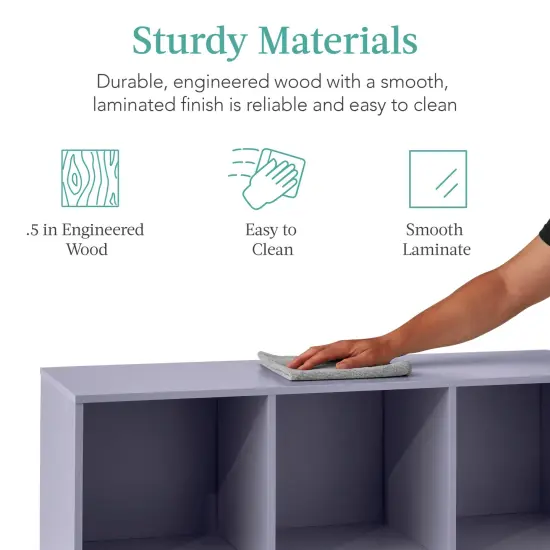 Best Choice Products 6-Cube Bookshelf, 13.5in Display Storage System, Organizer w/ Removable Back Panels Lavender {6}