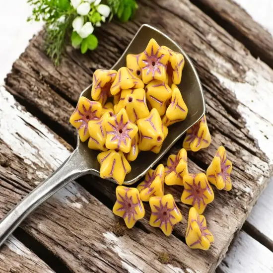 *25* 6x9mm Pink Washed Opaque Sunflower Bell Flower Beads {1}