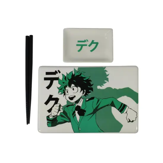 My Hero Academia Deku Sushi Plate Set | Sushi Plate, Soy Sauce Dish, & Chopsticks {1}