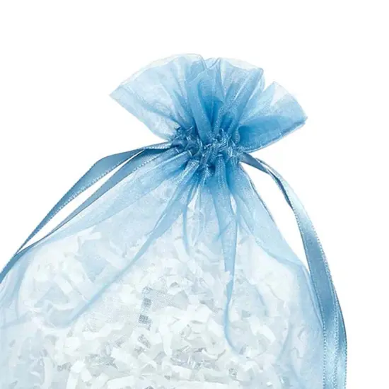 Wide Round Flat Bottom Organza Bags 6 1/2 '' X 4 '' X 7 '' for Event Favors Smoke Blue {3}