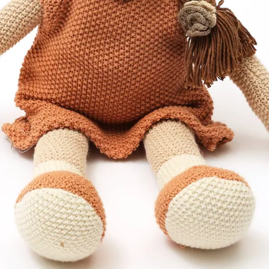 100% Handmade Cotton knitted Soft Princess Plush Toy Brown {4}