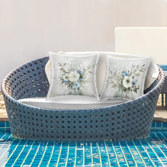 Charming Botanical Blues 2 PC Outdoor Printed Pillow Set Design by Carol Robinson, 18 x 7 x 18 {2}