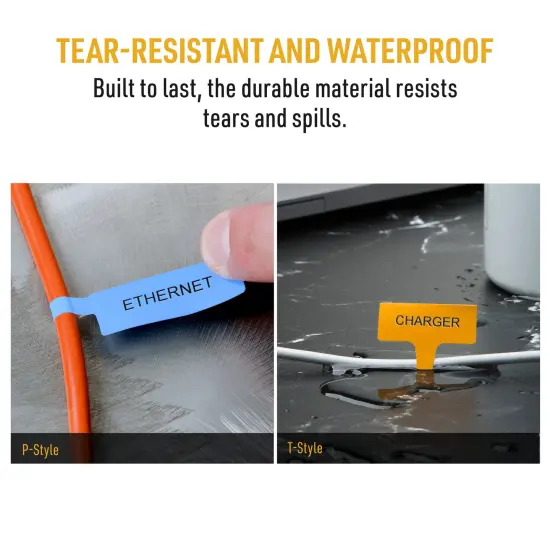 Avery Cable Labels, P-Style Self-Adhesive Cord Labels, 1.02" x 3.3", 8 Colors, Tear-Resistant Wire Labels, Laser/Inkjet and Handwrite-Compatible, 240 Wire Marking Labels Total (61541) {2}