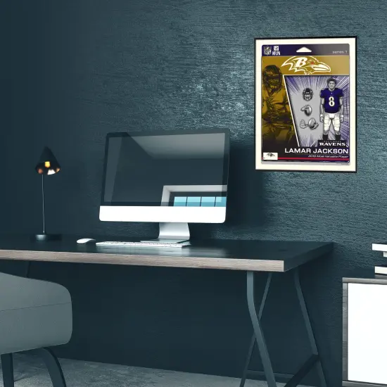 Phenom Gallery Baltimore Ravens Lamar Jackson Action Figure 18" x 24" Deluxe Framed Serigraph {5}