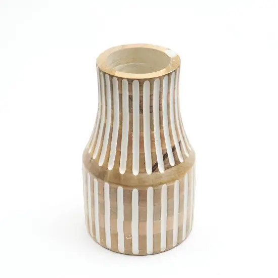 Decorative Handcrafted Mango Wood Vase - 9.25" x 9.25" X 15" {3}