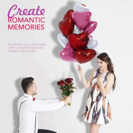 4E's Novelty 15 Pack 18 Inch Heart Foil Balloons - White, Red and Pink Balloons {2}