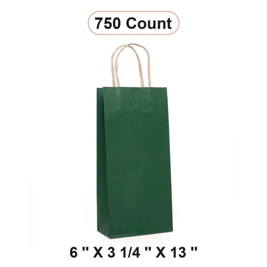 Deluxe Twisted Handle Paper Wine Bag 6" x 3 1/4" x 13" {1}