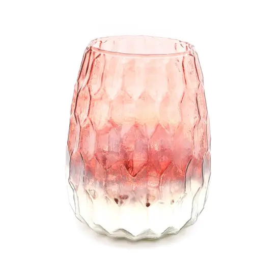 Decorative Ruby Lustre Glass Votive With Honeycomb Design - 5X6" {2}