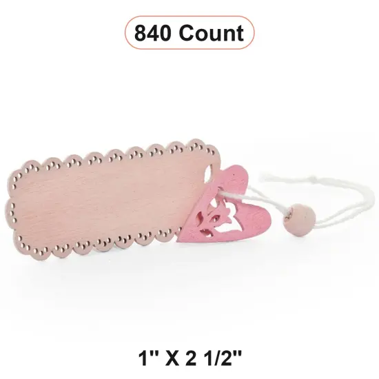Pre-Strung Wooden Pink Tags 1'' X 2 1/2'' Durable Design {1}